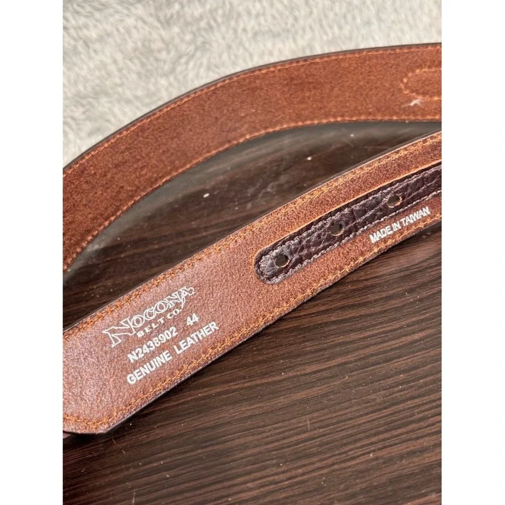 Nocona Brown Tooled Leather Belt Montana Silversmiths Initial J Buckle Size 44